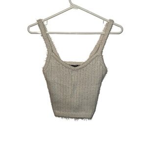Forever 21 Cream Ribbed Crop Tank Top
